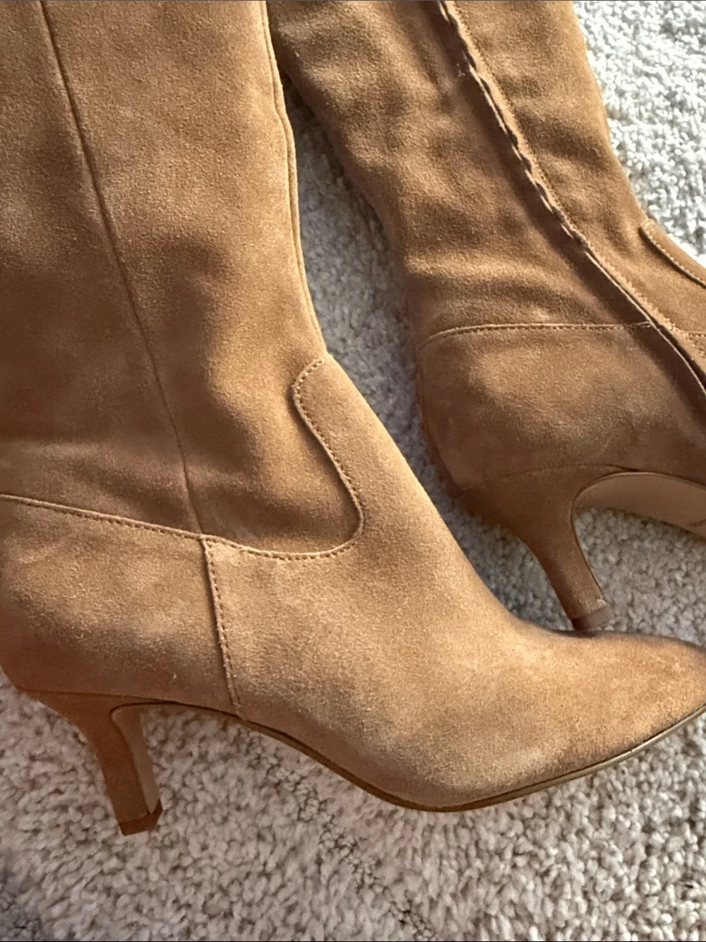 Dolce Vita Chestnut Suede Over-the-Knee Boots with Kitten Heel